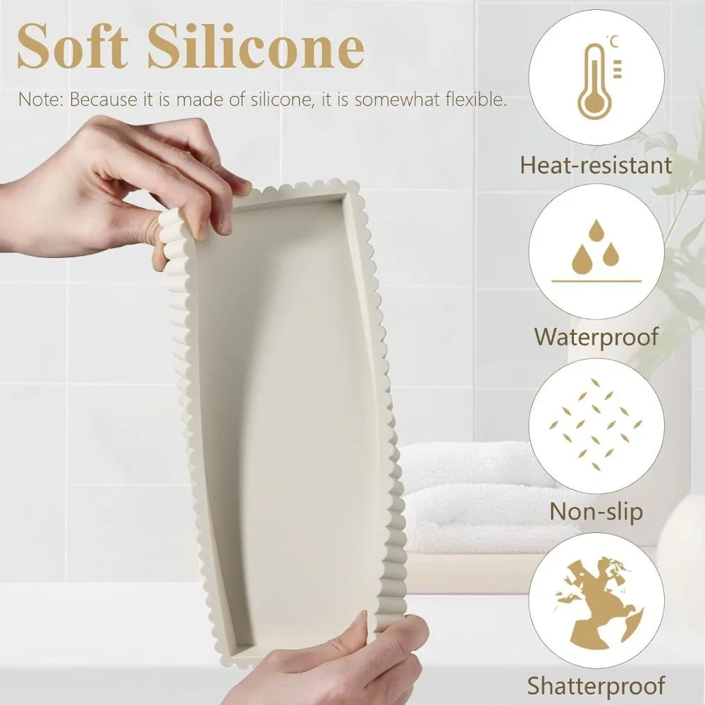 Silicone Wavy Candle Holder Tray Coffee Table Wavy Square Aromatherapy Tray Bathroom Lace Square Storage Is Washable