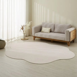 VIKAMA Minimalist Solid-Color Wabi-Sabi Style Rug, Irregularly Shaped Living Room Rug, Home and Bedroom Decorative Carpet