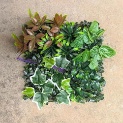 DIY Artificial Plant Wall Panel, Everlasting Sunflower Artificial Eucalyptus Green Mat, 25 * 25 cm Simulated Maple Plant Sheet