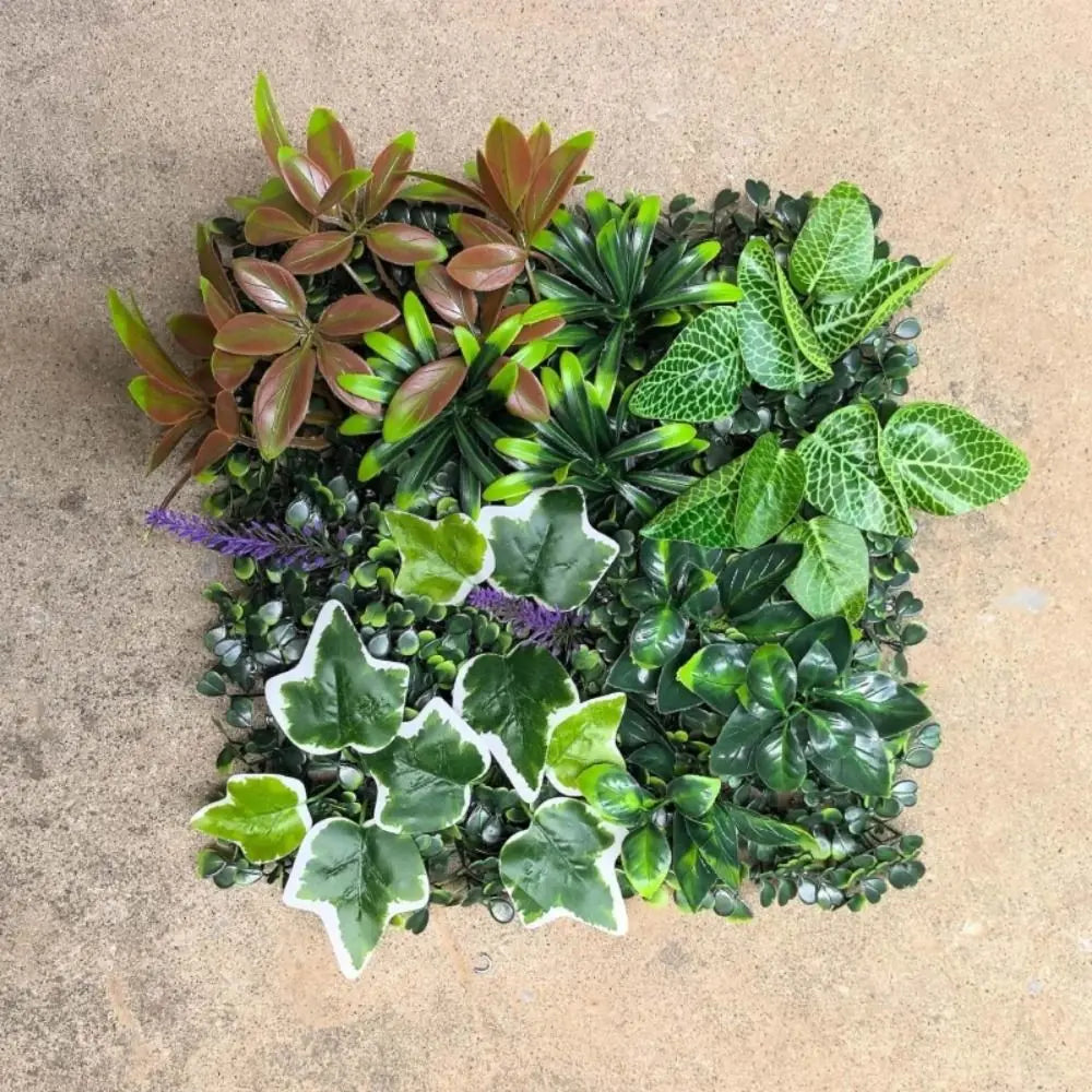 DIY Artificial Plant Wall Panel, Everlasting Sunflower Artificial Eucalyptus Green Mat, 25 * 25 cm Simulated Maple Plant Sheet