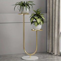 Plant Stand - Metal Vertical Plant Rack with Dual Holders - Flower Pot Rack for Living Room & Balcony & Office Decor