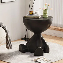 Cream-Colored Trendy Living Room Small Coffee Table, Creative Simple Plastic-Edge INS-Style Bedroom Corner Table