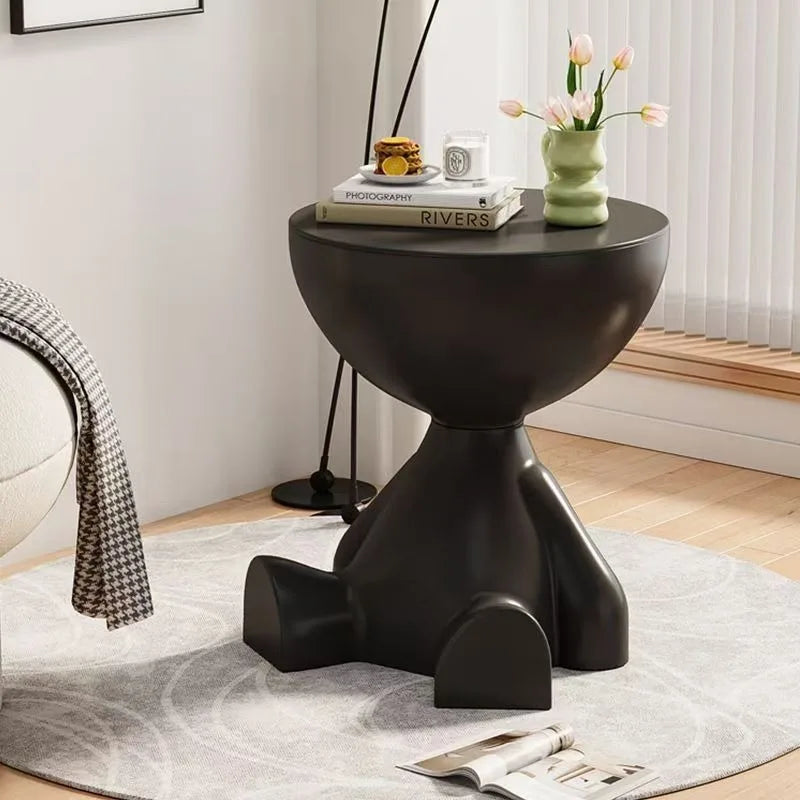 Cream-Colored Trendy Living Room Small Coffee Table, Creative Simple Plastic-Edge INS-Style Bedroom Corner Table
