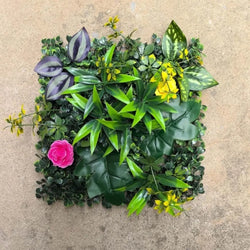 DIY Artificial Plant Wall Panel, Everlasting Sunflower Artificial Eucalyptus Green Mat, 25 * 25 cm Simulated Maple Plant Sheet
