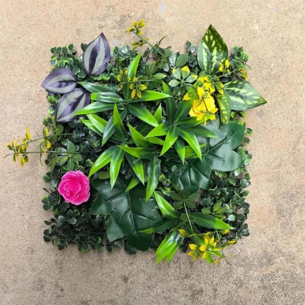 DIY Artificial Plant Wall Panel, Everlasting Sunflower Artificial Eucalyptus Green Mat, 25 * 25 cm Simulated Maple Plant Sheet