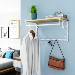 Vasagle Wall Coat Rack, Wall Shelf with 5 Hooks, 60 x 30 x 31.7 cm (L x W x H)