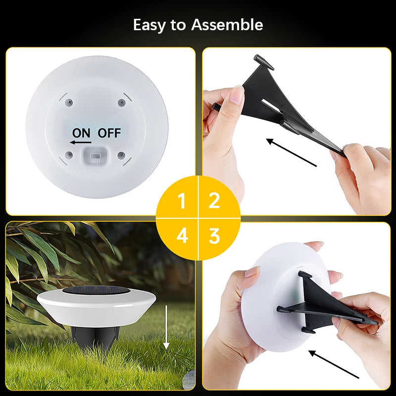 1/4-Pack Solar Ground Lights, 14-LED Waterproof Outdoor Landscape Light, LED Lawn Lamp for Garden, Pathway, Yard, Deck and Camping Decor