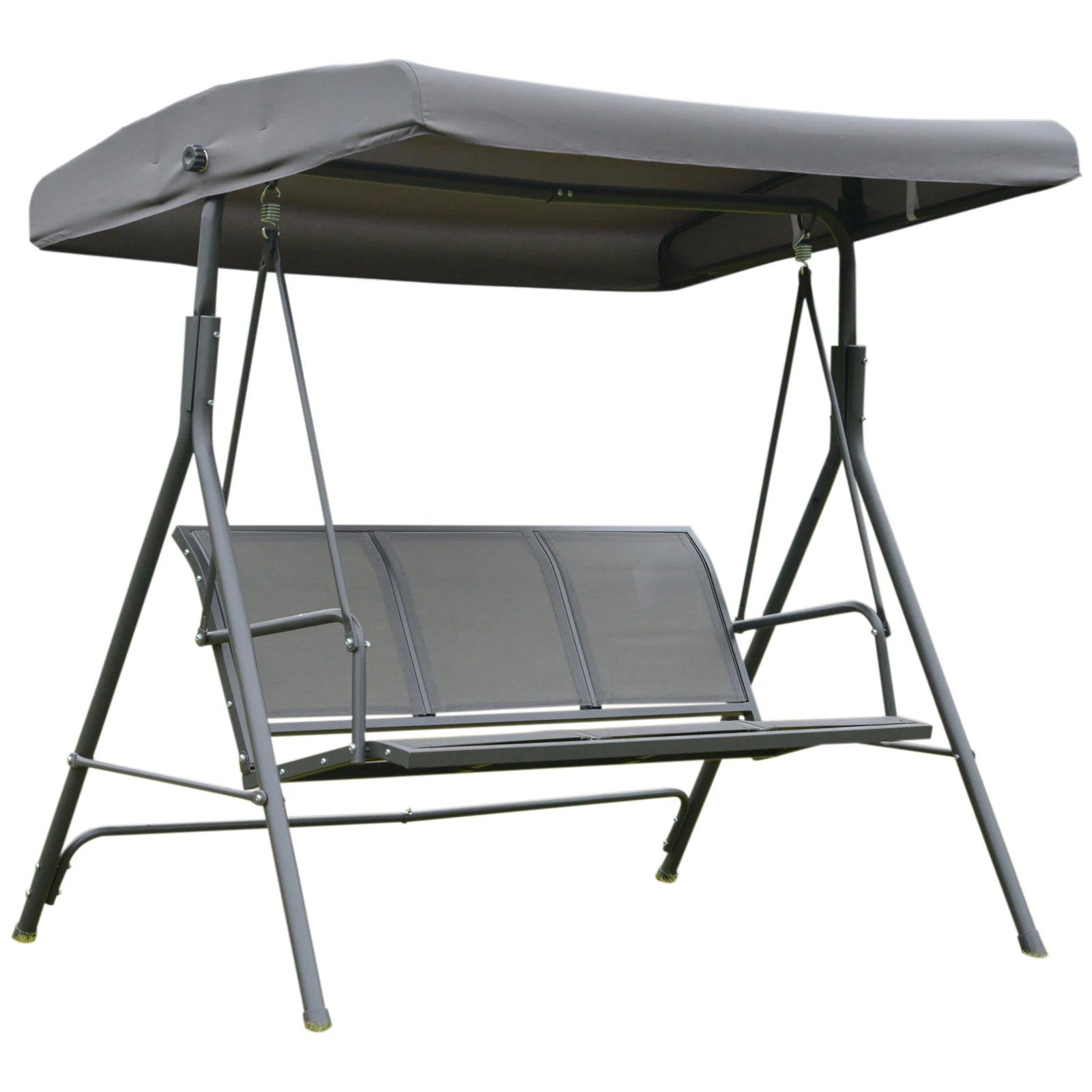 Outsunny 3-Seater Garden Swing with Canopy, Adjustable Breathable Backrest and Steel Frame, 175 x 118 x 159 cm