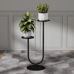 Plant Stand - Metal Vertical Plant Rack with Dual Holders - Flower Pot Rack for Living Room & Balcony & Office Decor