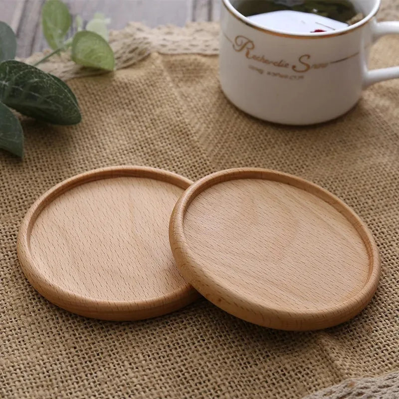 Solid Walnut Wood Coaster Round Square Beech Wood Cup Mat Durable Heat Resistant Tea Coffee Cup Pad Placemats 8.8cm/3.46in