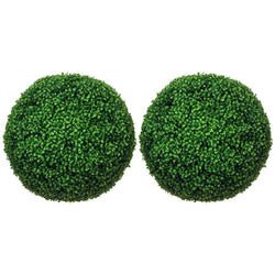 2-Piece Set of Boxwood Trees, Artificial Plants, UV-Protected Houseplant Decor, for Indoor and Outdoor Use, Green