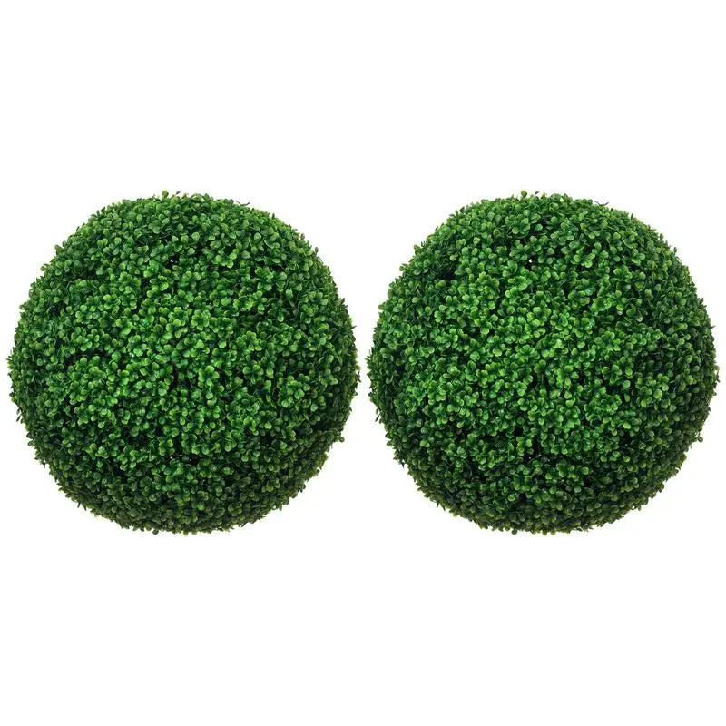 2-Piece Set of Boxwood Trees, Artificial Plants, UV-Protected Houseplant Decor, for Indoor and Outdoor Use, Green