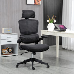 Office Chair, Adjustable Height, Lumbar Support, Tilt Function, Ergonomic Seat, 62 x 58 x 120-133 cm, Black