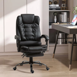 Adjustable Office Chair with Footrest, Height Adjustable, Comfortable Seating, 64.5 x 69 x 109-117 cm, Black