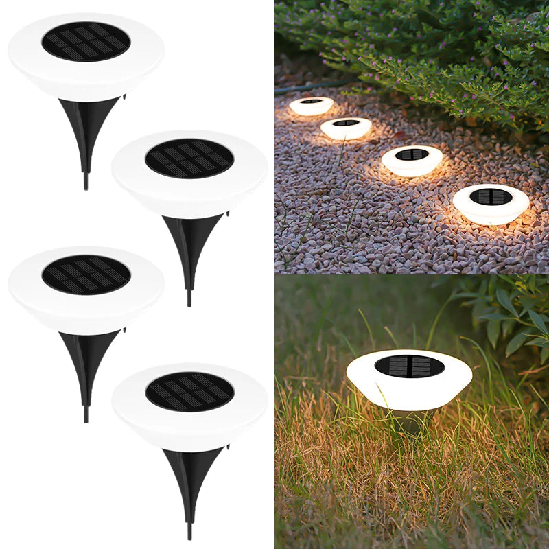 1/4-Pack Solar Ground Lights, 14-LED Waterproof Outdoor Landscape Light, LED Lawn Lamp for Garden, Pathway, Yard, Deck and Camping Decor