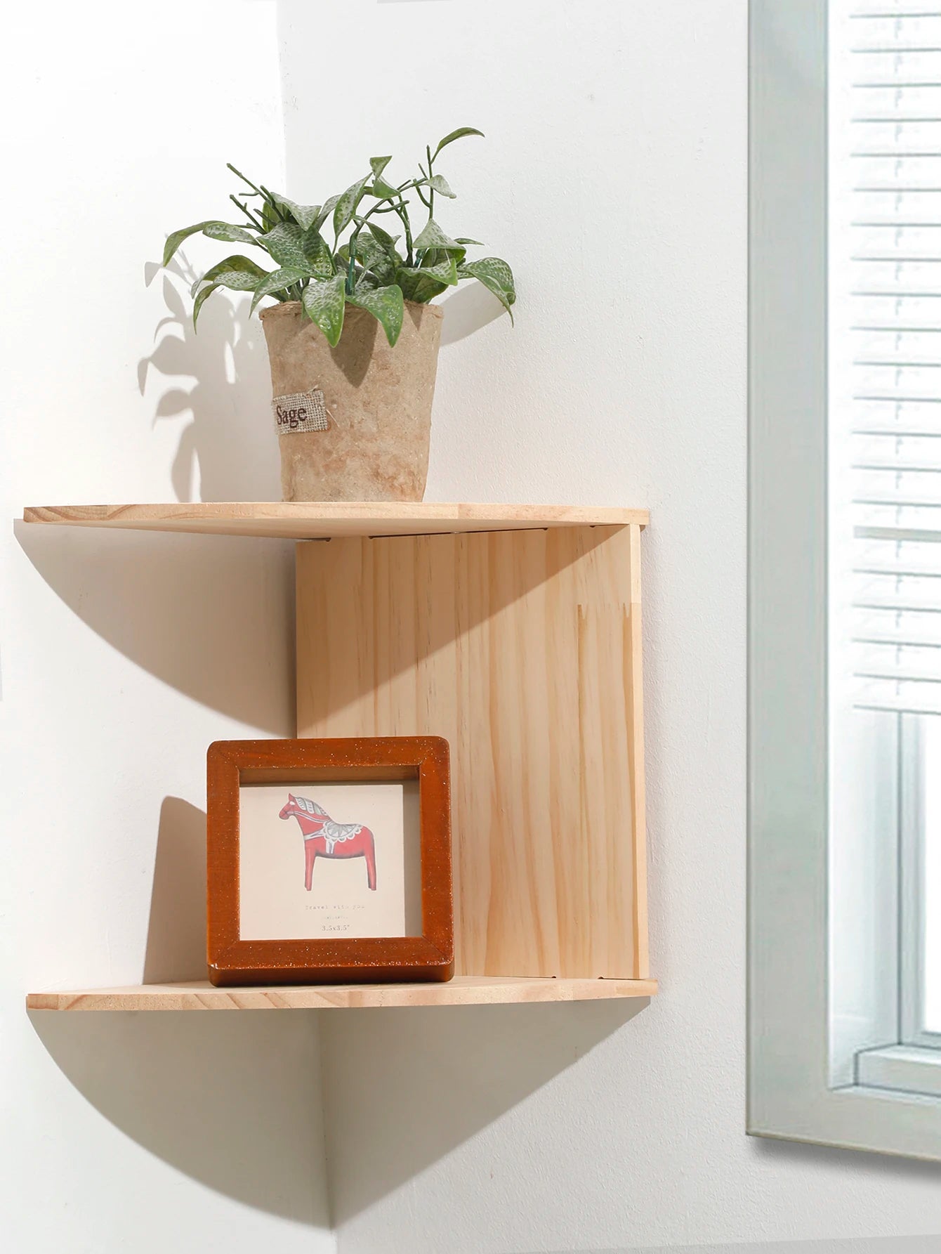 2/4/5-Tier Wooden Corner Shelf, Burlywood Storage Shelf, Boho Home Decor Floating Wall Organizer, Aesthetic Room Decoration