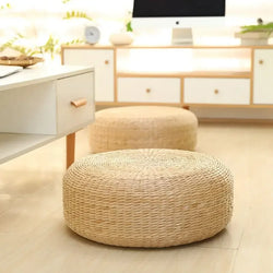 Handmade Woven Natural Straw Round Pouf Tatami Cushion Floor Japanese Style Cushion Home Textile Tea Ceremony Home Ground Mat
