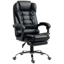 Adjustable Office Chair with Footrest, Height Adjustable, Comfortable Seating, 64.5 x 69 x 109-117 cm, Black