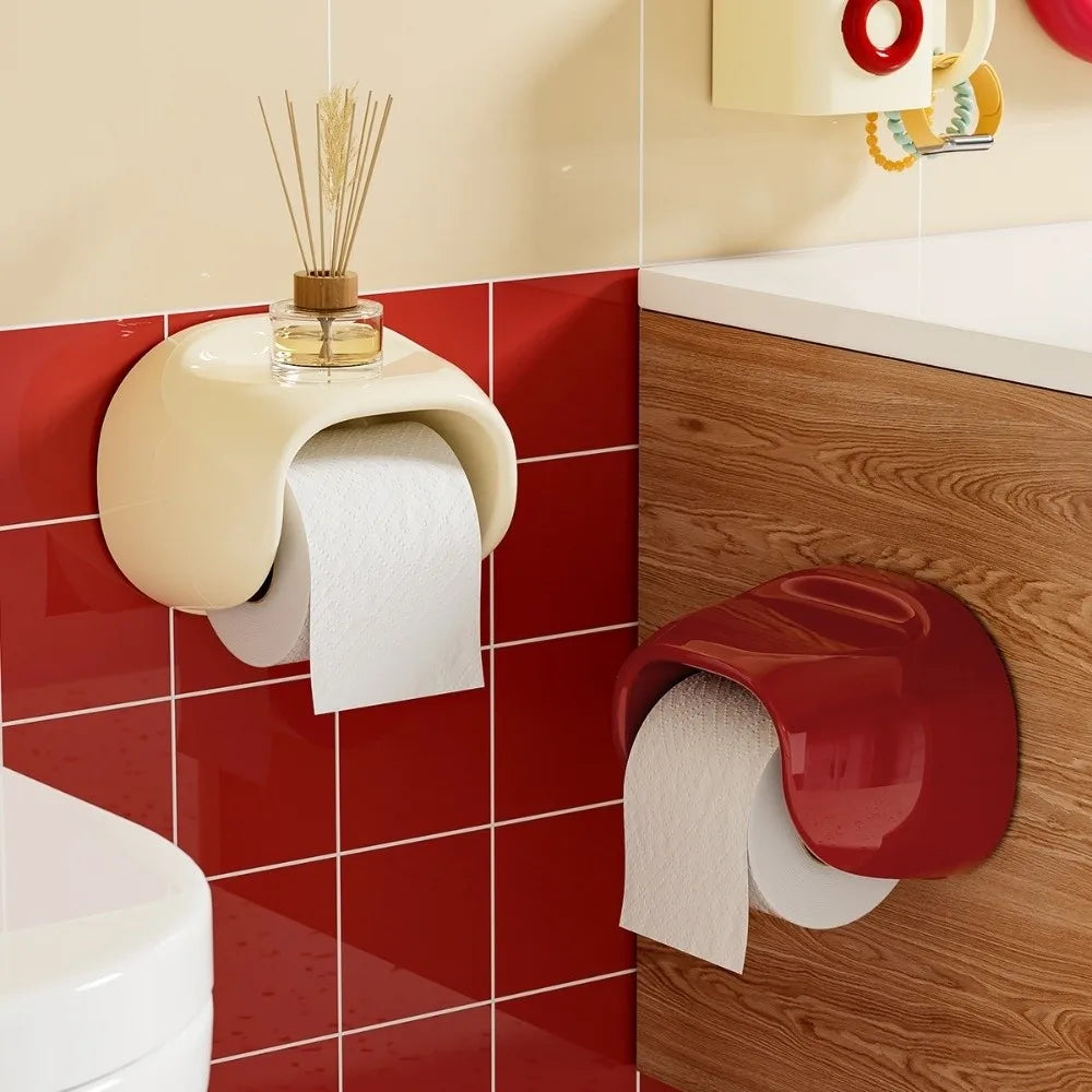 No Punching Bathroom Roll Holder Wall Mounted Waterproof Toilet Paper Storage Rack Plastic Vintage Toilet Paper Box Restroom