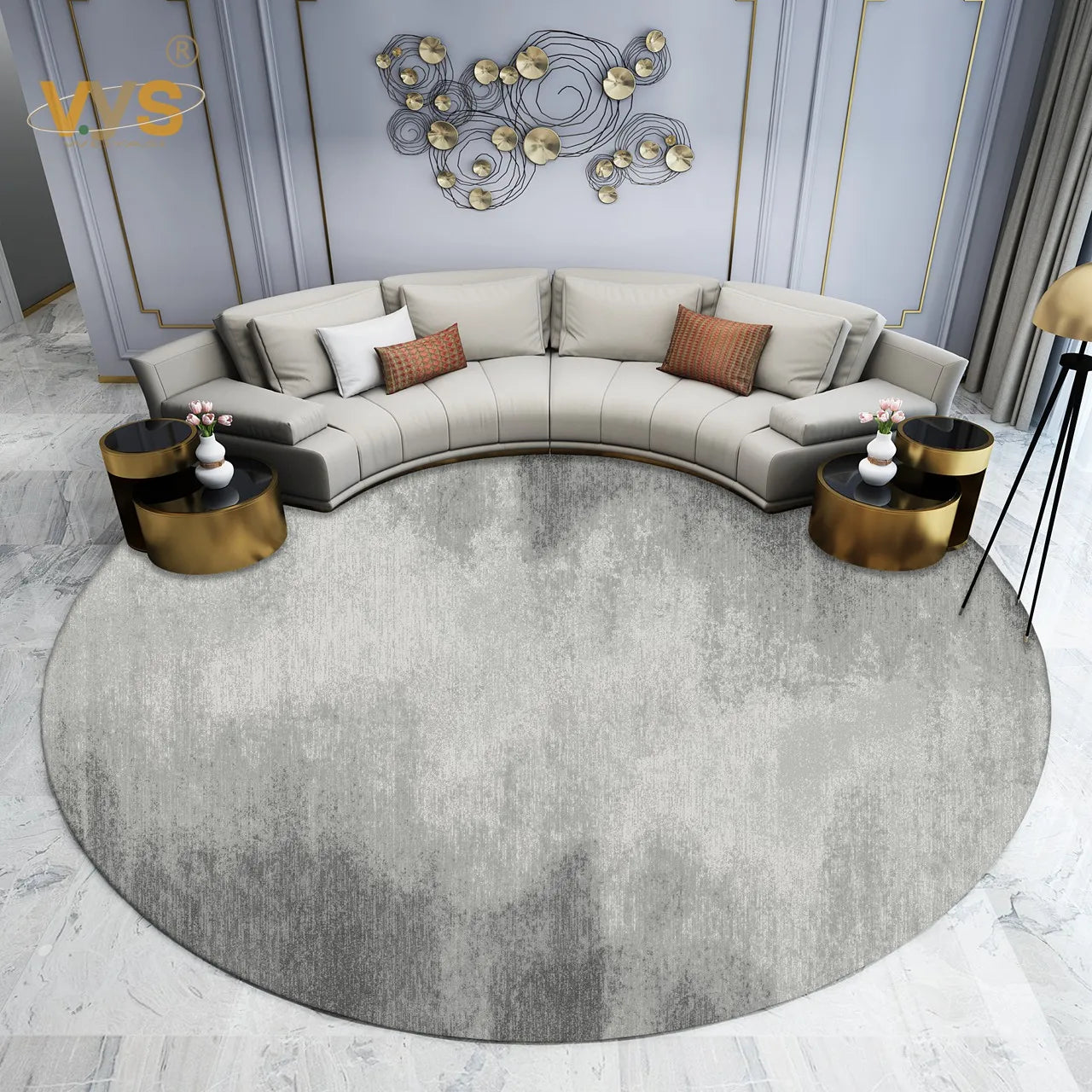 Modern-Style Rugs for Living Room, Light Luxury Bedroom Decor, Round Rug, Thick Plush Lounge Rug, Fluffy Soft Floor Gray Mat
