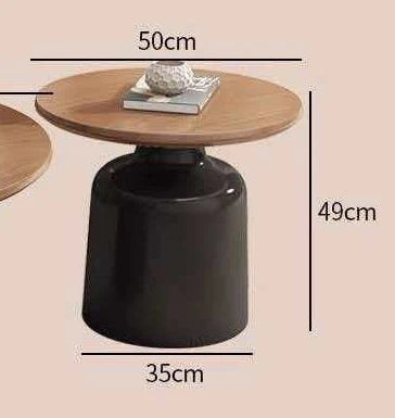 Modern Minimalist Nested Coffee Table， Wooden Top with Creamy Base, Round Accent Table for Living Room Home Decor
