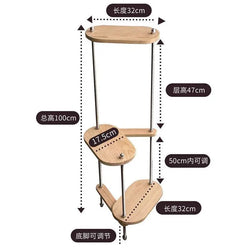 Modern Solid Wood Furniture Plant Stand Adjustable Shelf for Living   Heavy Duty Geometric Design Home Decor