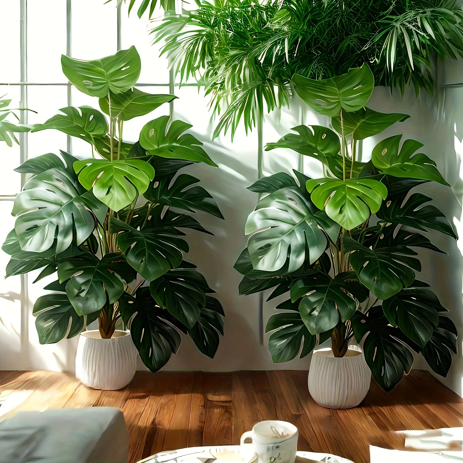 Artificial Fiddle Leaf Fig Tree Realistic Plastic Green Plant for Home Office Wedding Christmas Without Flower pots