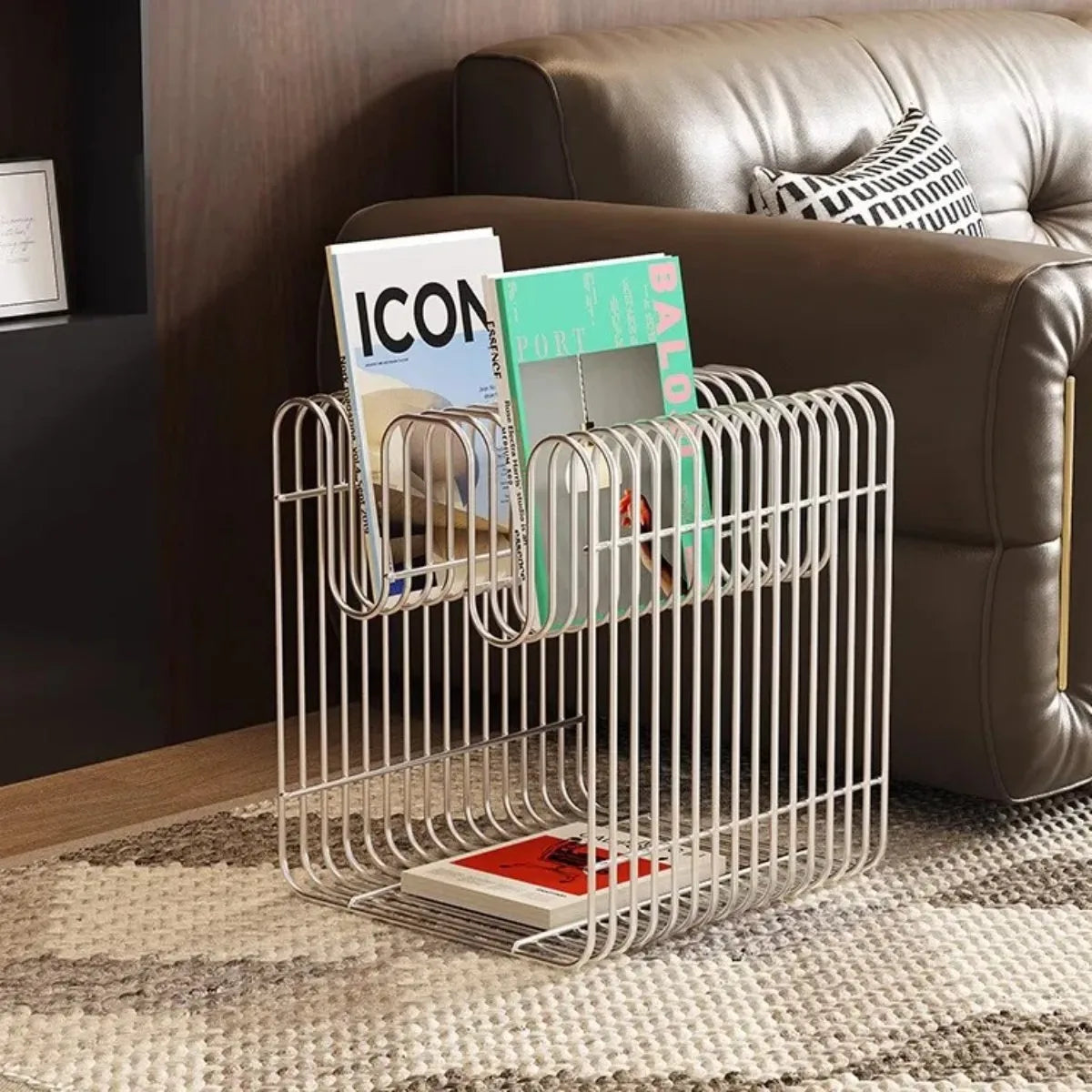 Modern Minimalist Metal Shelf - Versatile Wall/Floor Organizer for Coffee Table, Sofa Side or Bedside Storage