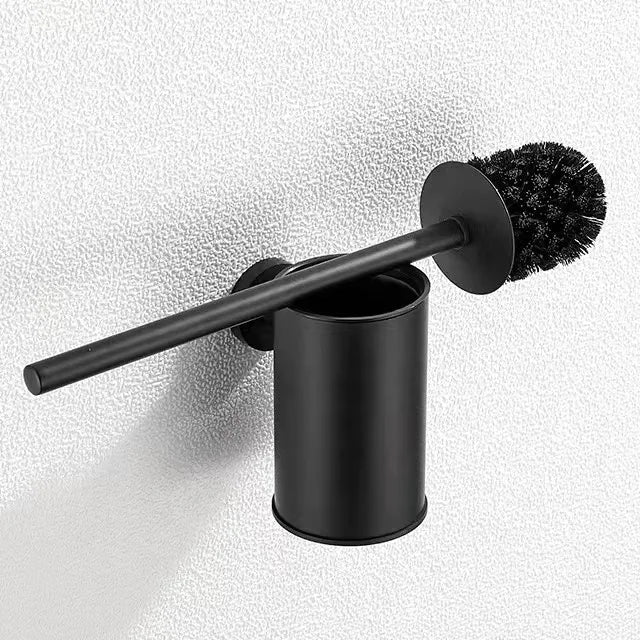 Stainless Steel Toilet Brush Black Bathroom Cleaning Brush Holder with Toilet Brush Wall Mount