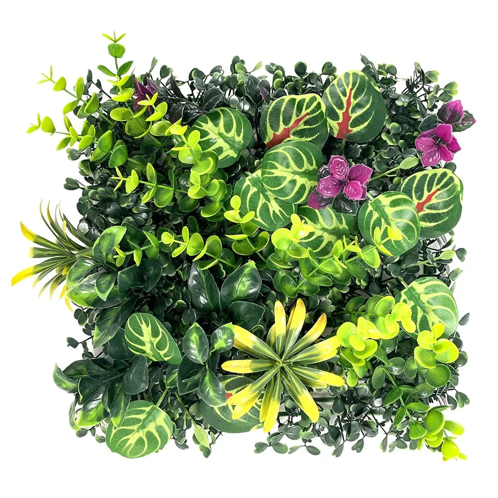 DIY Artificial Plant Wall Panel, Everlasting Sunflower Artificial Eucalyptus Green Mat, 25 * 25 cm Simulated Maple Plant Sheet