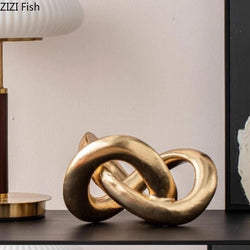 Abstract Circular Sculpture Golden Resin Ornament Desktop Knot Sculpture Display Model Handicrafts Figurines Decoration Crafts