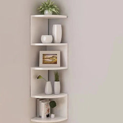 2/4/5-Tier Wooden Corner Shelf, Burlywood Storage Shelf, Boho Home Decor Floating Wall Organizer, Aesthetic Room Decoration