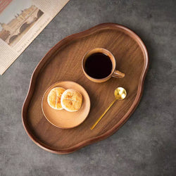 Wooden Decorative Serving Tray for Coffee Table and Home Decor Fruit Platter Decor Trays Serving Ware Food Dish Serving Platters
