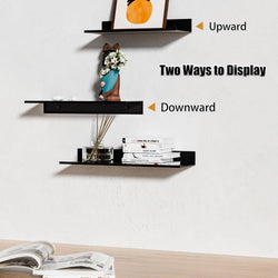 Picture Ledge Shelf, Metal Wall Shelves, Floating Shelves, Bookshelves and Kids' Bookshelf, Wall-Mounted for Living Room and Bedroom