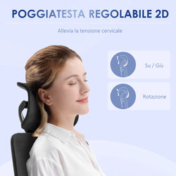 Office Chair, Adjustable Height, Lumbar Support, Tilt Function, Ergonomic Seat, 62 x 58 x 120-133 cm, Black