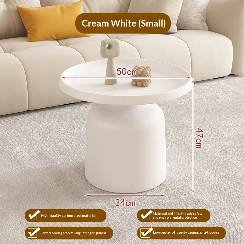 Modern Scandinavian Round Coffee Table, Luxury Minimalist Side Table for Small Spaces, Living Room, Bedroom or Bedside Use