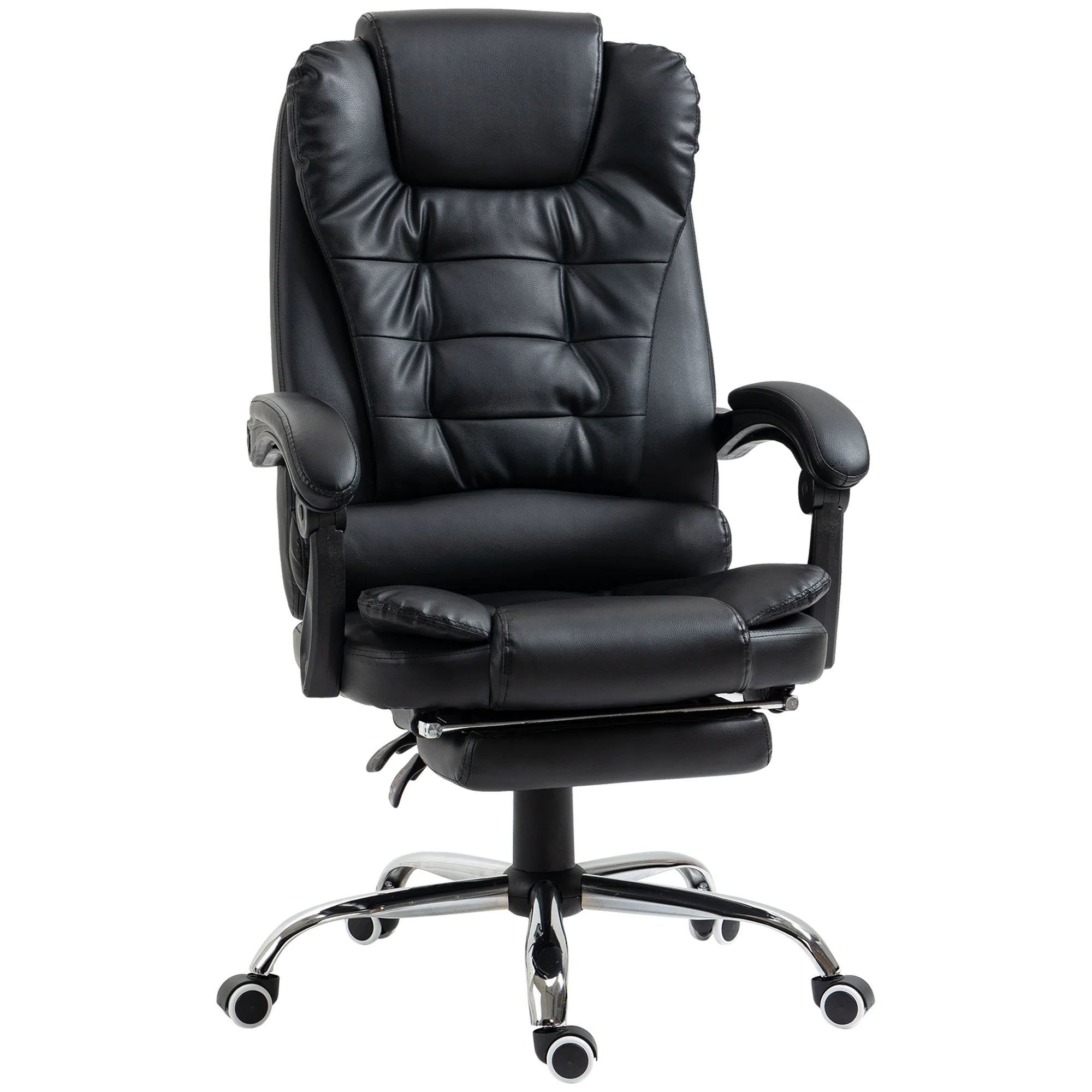 Adjustable Office Chair with Footrest, Height Adjustable, Comfortable Seating, 64.5 x 69 x 109-117 cm, Black