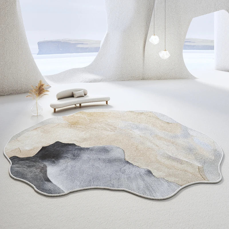 Light Luxury Bedroom Decor Irregular Rug, Large Living Room Rug, Washable Lounge Soft Floor Mat, Home Anti-Slip Carpet