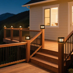 Solar Post Light, Outdoor Post Cap Lights, Solar Fence Post Lamp, Pillar Lamps, Waterproof for Wooden Posts, Patio and Camping Decor