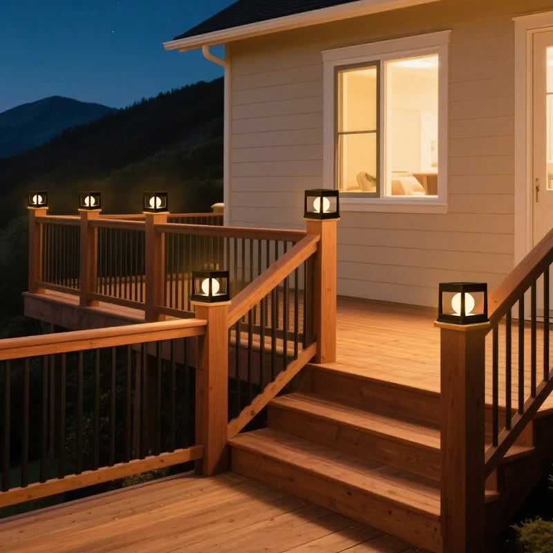 Solar Post Light, Outdoor Post Cap Lights, Solar Fence Post Lamp, Pillar Lamps, Waterproof for Wooden Posts, Patio and Camping Decor
