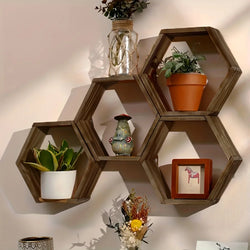 Hexagonal Floating Wall Shelf, Hexagon Storage Rack - for Home Decor Lovers - Perfect Gift - Suitable for Bathroom and Bedroom