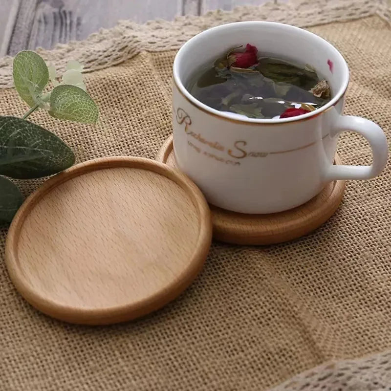 Solid Walnut Wood Coaster Round Square Beech Wood Cup Mat Durable Heat Resistant Tea Coffee Cup Pad Placemats 8.8cm/3.46in