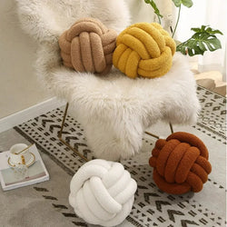 Woven Ball Pillow Knotted Cushion with Backrest Round Ball Shape Perfect for Sofa Decoration For Home Bedroom Decoration