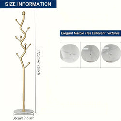 Modern metal vertical coat rack - with marble base | Exquisite and simple design, freestanding hall hat and coat rack