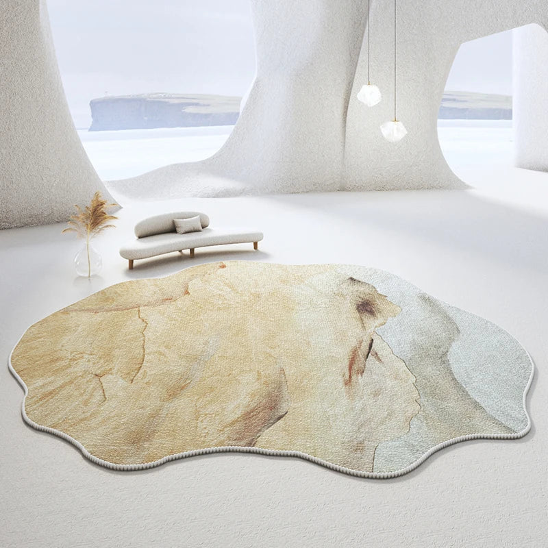Light Luxury Bedroom Decor Irregular Rug, Large Living Room Rug, Washable Lounge Soft Floor Mat, Home Anti-Slip Carpet