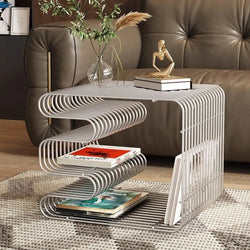 Modern Minimalist Metal Shelf - Versatile Wall/Floor Organizer for Coffee Table, Sofa Side or Bedside Storage