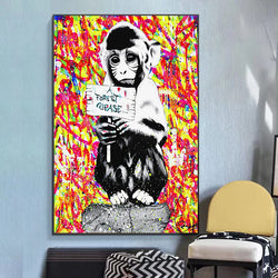 Boy and Girl Hugging Love Romantic Art Graffiti Canvas Painting Banksy Wall Art Prints Poster Artwork for Living Room Home Decor