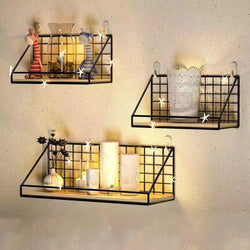 1-Piece Creative Wall Shelves, Bedroom Iron Wall-Hanging Storage Shelves, Storage Baskets, Hanging Shelves, Home Furnishing
