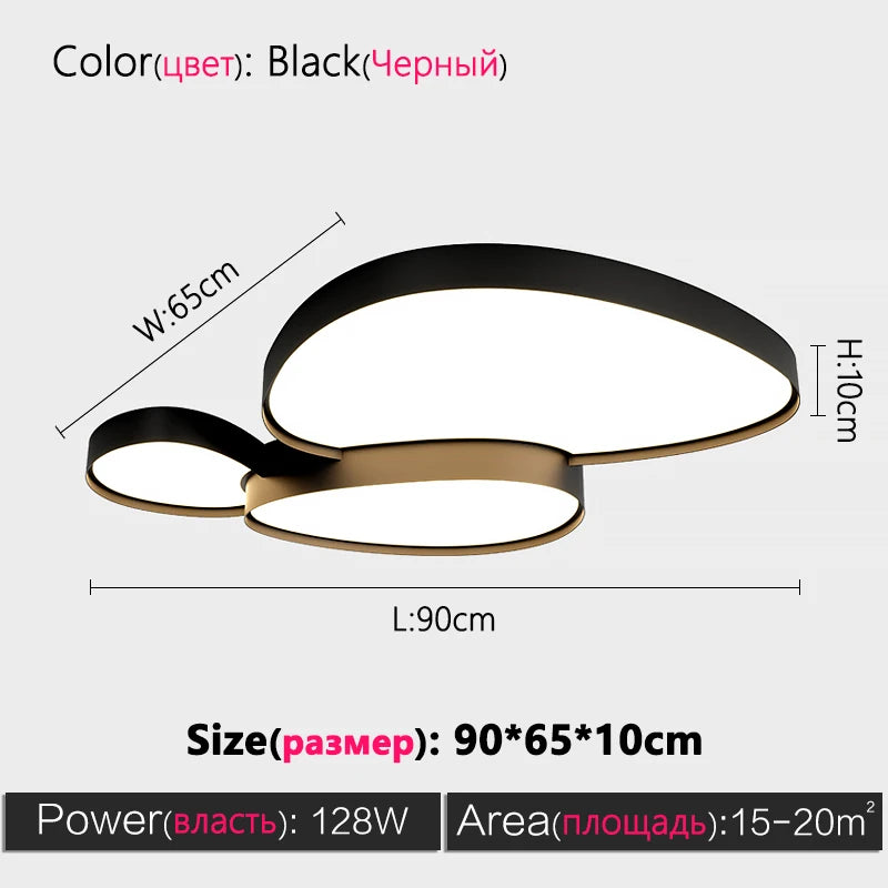 Living Room Ceiling Light, Bedroom and Dining Room Lamp, Simple Scandinavian Modern Black and White LED Home Decorative Light