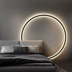 Modern Decorative LED Wall Lamp for Bedroom and Living Room, Scandinavian Design Round Ring Indoor USB Wall Sconce Lighting Fixture